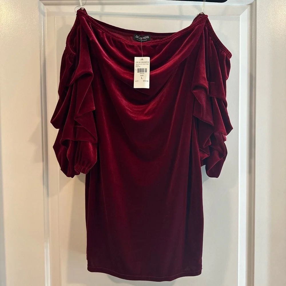 Red velvet mini dress